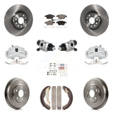 Front Rear Brake Caliper Rotor Drum Ceramic Pad Shoe Cylinder & Hardware Kit For