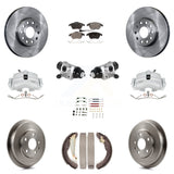 Front Rear Brake Caliper Rotor Drum Ceramic Pad Shoe Cylinder & Hardware Kit For