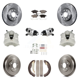 Front Rear Brake Caliper Rotor Drum Ceramic Pad Shoe Cylinder & Hardware Kit For