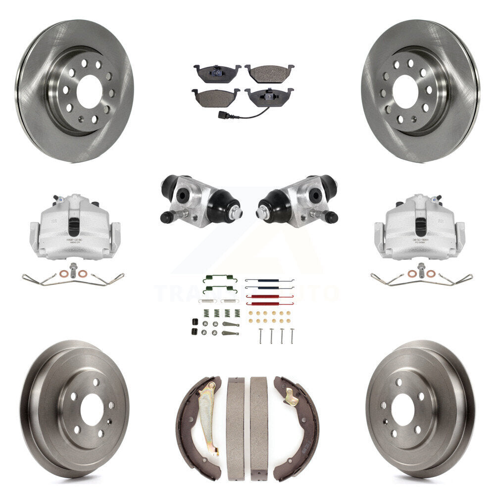 Front Rear Brake Caliper Rotor Drum Ceramic Pad Shoe Cylinder & Hardware Kit For