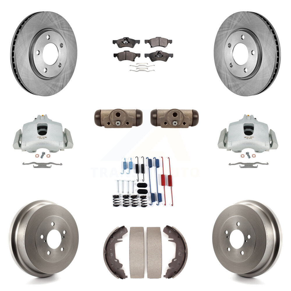Front Rear Brake Caliper Rotor Drum Ceramic Pad Shoe Cylinder Hardware Kit For &