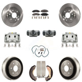 Front Rear Brake Caliper Rotors Drum Ceramic Pad Shoe Cylinder & Hardware Kit (11Pc) For KC8-100897T