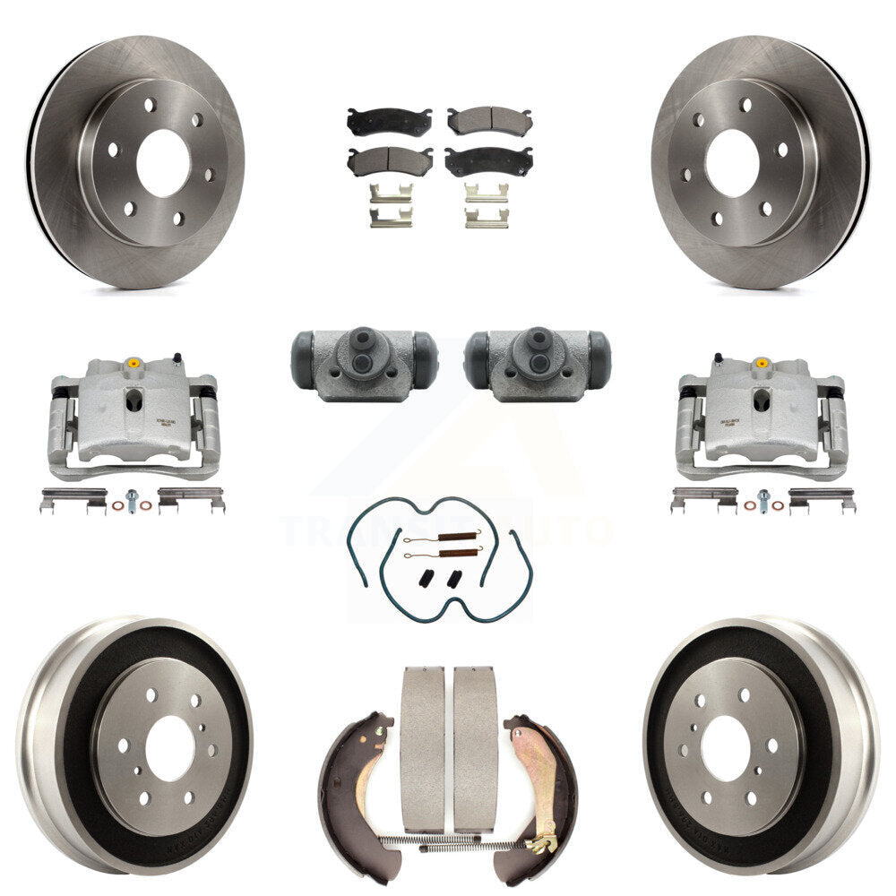 Front Rear Brake Caliper Rotor Drum Ceramic Pad Shoe Cylinder & Hardware Kit For