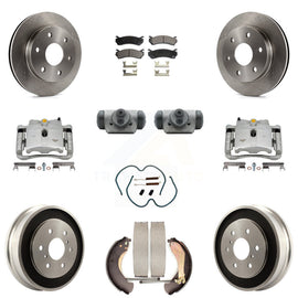 Front Rear Brake Caliper Rotor Drum Ceramic Pad Shoe Cylinder & Hardware Kit For
