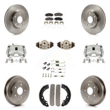 Front Rear Brake Caliper Rotor Drum Ceramic Pad Shoe Cylinder & Hardware Kit For