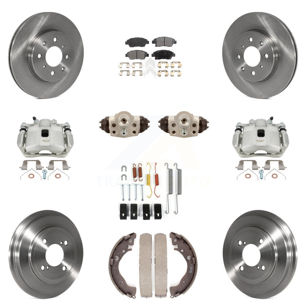 Front Rear Brake Caliper Rotor Drum Ceramic Pad Shoe Cylinder & Hardware Kit For