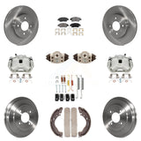 Front Rear Brake Caliper Rotor Drum Ceramic Pad Shoe Cylinder & Hardware Kit For