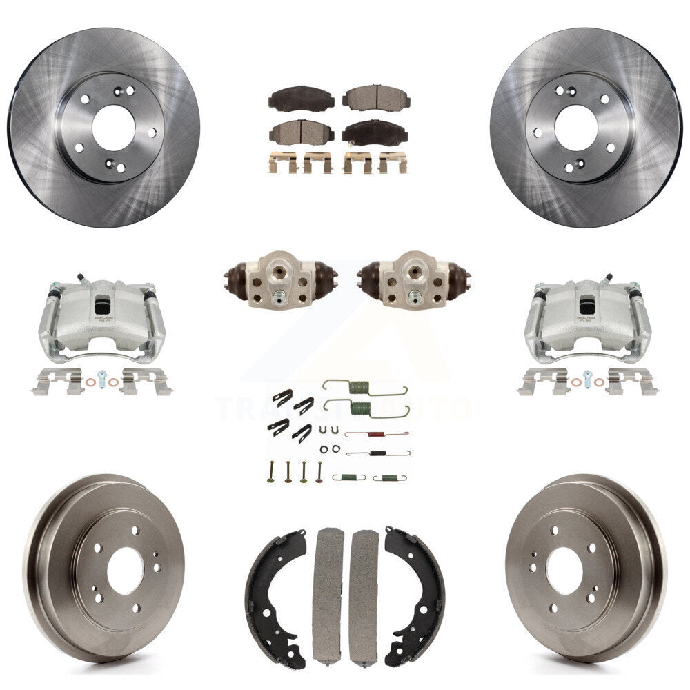 Front Rear Brake Caliper Rotor Drum Ceramic Pad Shoe Cylinder & Hardware Kit For
