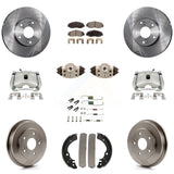 Front Rear Brake Caliper Rotor Drum Ceramic Pad Shoe Cylinder & Hardware Kit For