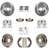 Front Rear Brake Caliper Rotor Drum Ceramic Pad Shoe Cylinder & Hardware Kit For