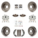 Front Rear Brake Caliper Rotor Drum Ceramic Pad Shoe Cylinder & Hardware Kit For