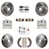 Front Rear Brake Caliper Rotor Drum Ceramic Pad Shoe Cylinder & Hardware Kit For