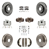 Front Rear Brake Caliper Rotor Drum Ceramic Pad Shoe Cylinder & Hardware Kit For