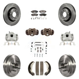 Front Rear Brake Caliper Rotor Drum Ceramic Pad Shoe Cylinder & Hardware Kit For