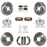 Front Rear Brake Caliper Rotor Drum Ceramic Pad Shoe Cylinder & Hardware Kit For