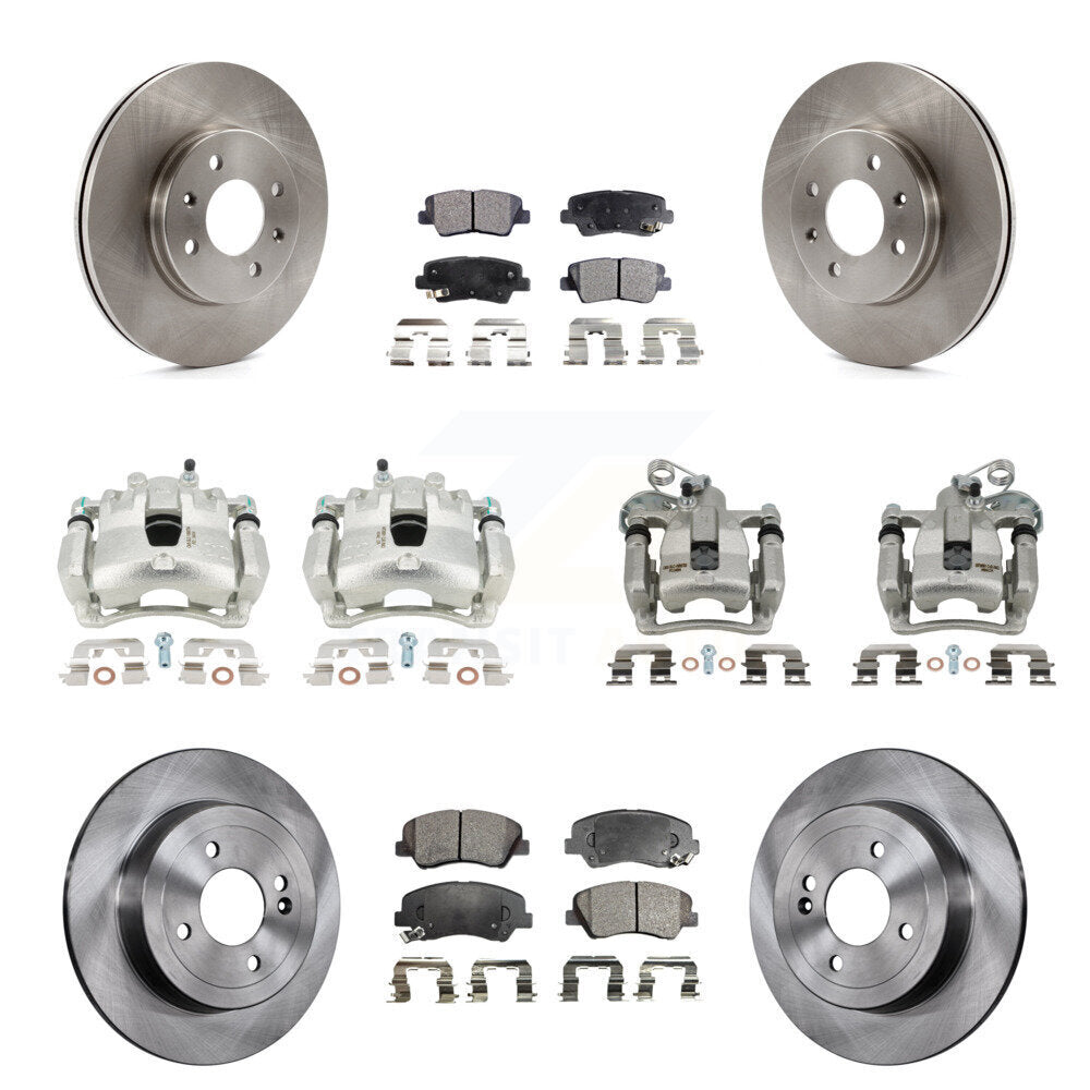 Front Rear Brake Caliper Rotor & Ceramic Pad Kit (10Pc) For 12-16 Hyundai Accent