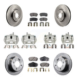 Front Rear Disc Brake Caliper Rotors & Ceramic Pad Kit (10Pc) For Hyundai Tucson