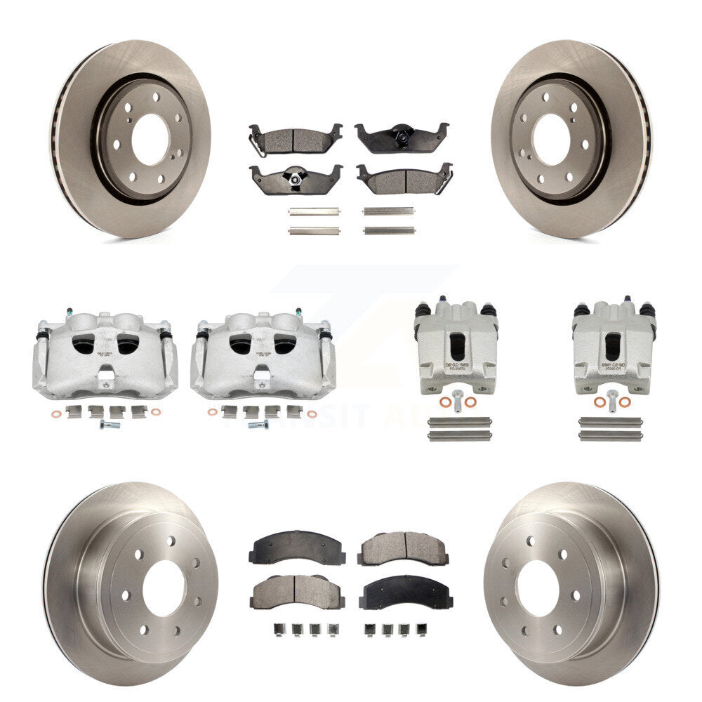 Front Rear Disc Brake Caliper Rotors And Ceramic Pads Kit (10Pc) For Ford F-150