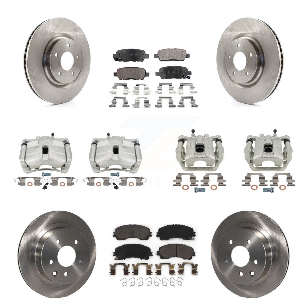 Front Rear Brake Caliper Rotors Ceramic Pad Kit (10Pc) For 14-15 Nissan Rogue SL