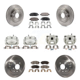 Front Rear Disc Brake Caliper Rotors And Ceramic Pads Kit (10Pc) For Nissan LEAF