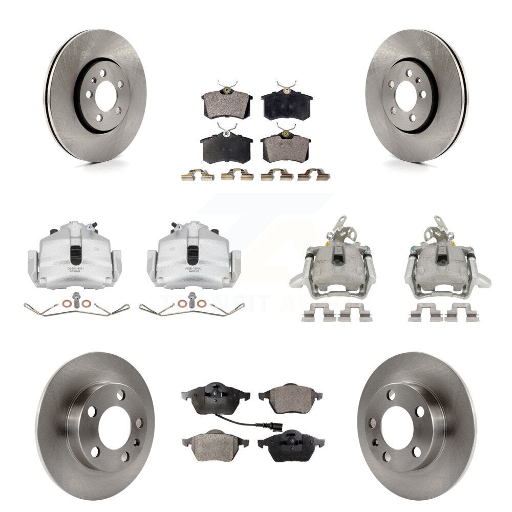 Front Rear Disc Brake Caliper Rotors Ceramic Pad Kit (10Pc) For Volkswagen Jetta