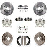 Front Rear Brake Caliper Rotors Drum Ceramic Pad Shoe Cylinder & Hardware Kit (11Pc) For KC8-101386T