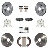 Front Rear Brake Caliper Rotors Drum Ceramic Pad Shoe Cylinder & Hardware Kit (11Pc) For KC8-101388T
