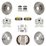 Front Rear Brake Caliper Rotors Drum Ceramic Pad Shoe Cylinder & Hardware Kit (11Pc) For KC8-101393T