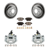 Rear Brake Coated Rotor & Ceramic Pad Kit With Calipers For Volkswagen Jetta Passat Golf