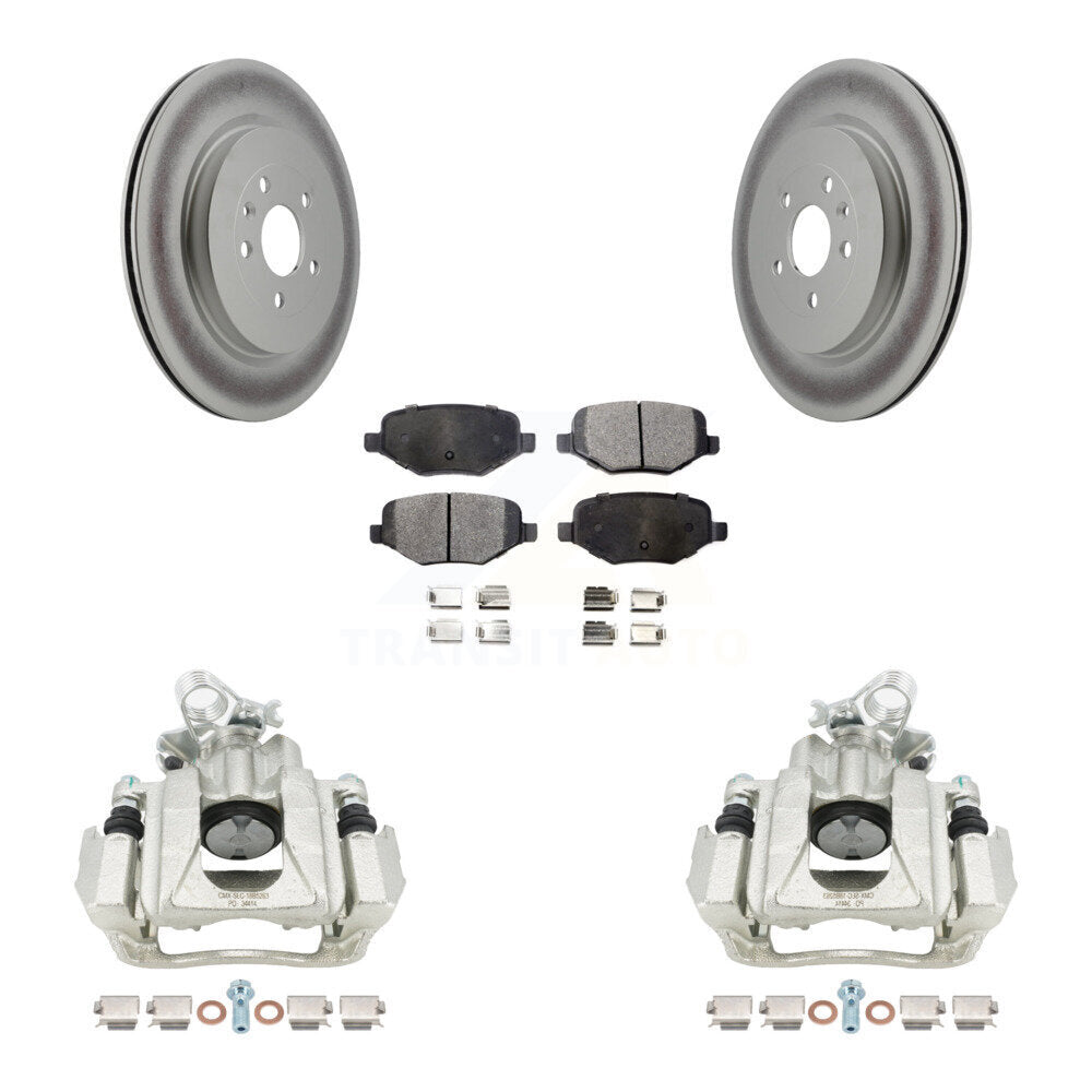 Rear Brake Coated Rotor Ceramic Pad Kit With Calipers For Ford Explorer Flex Lincoln MKS