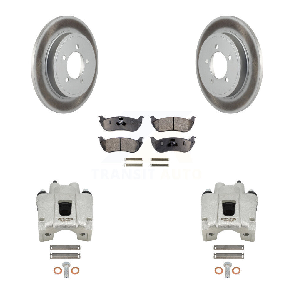 Rear Disc Brake Coated Rotor And Ceramic Pad Kit With Calipers For Ford Explorer Mercury