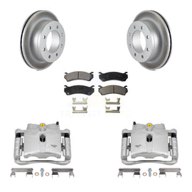 Rear Brake Coated Rotor Ceramic Pad Kit With Calipers For Chevrolet Silverado 2500 HD XL