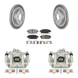 Rear Brake Coated Rotors Ceramic Pad Kit With Calipers For Chevrolet Cruze Volt Cadillac