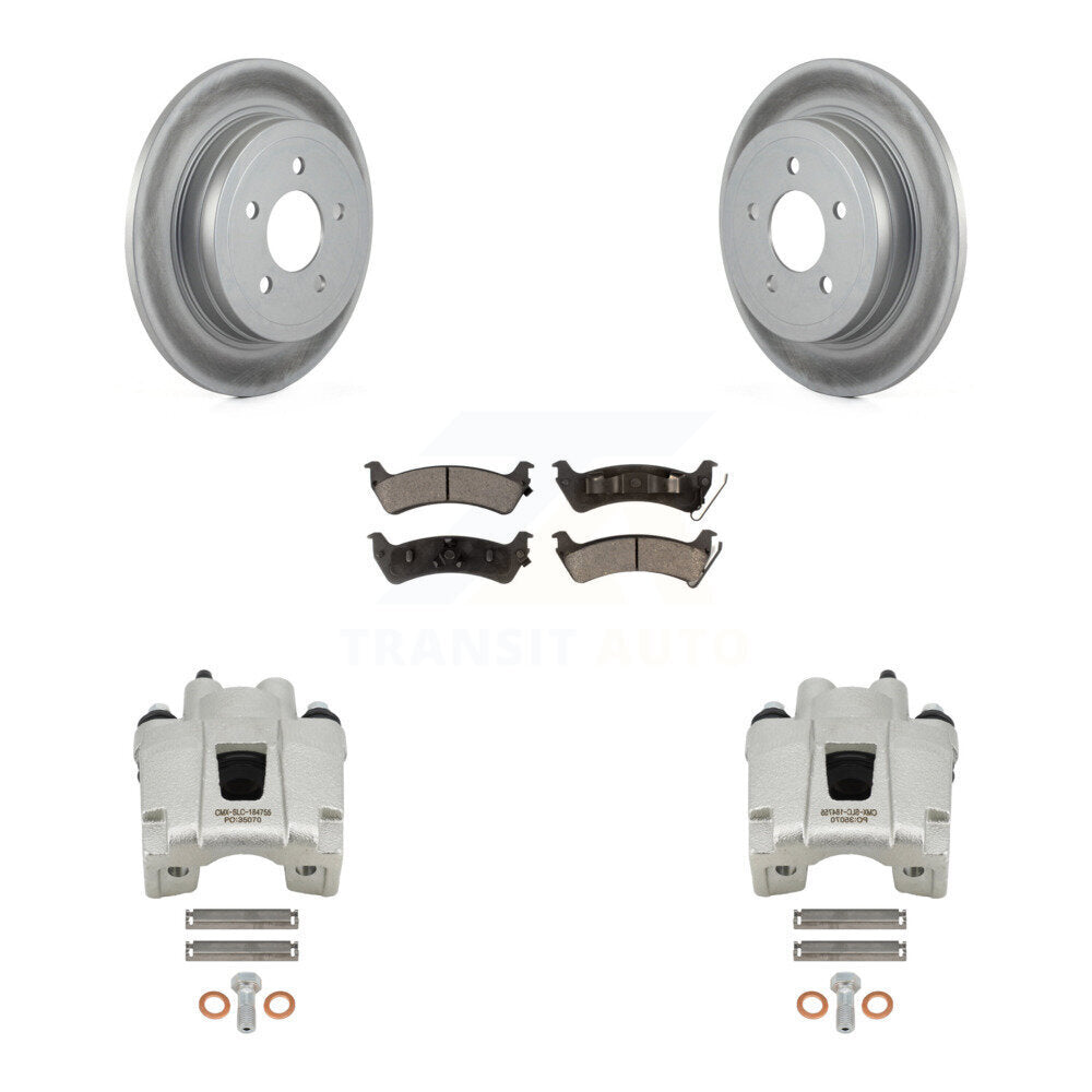 Rear Disc Brake Coated Rotors Ceramic Pad Kit With Calipers For Ford Explorer Sport Trac