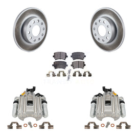 Rear Disc Brake Caliper Coated Rotors And Ceramic Pads Kit For Volkswagen Jetta