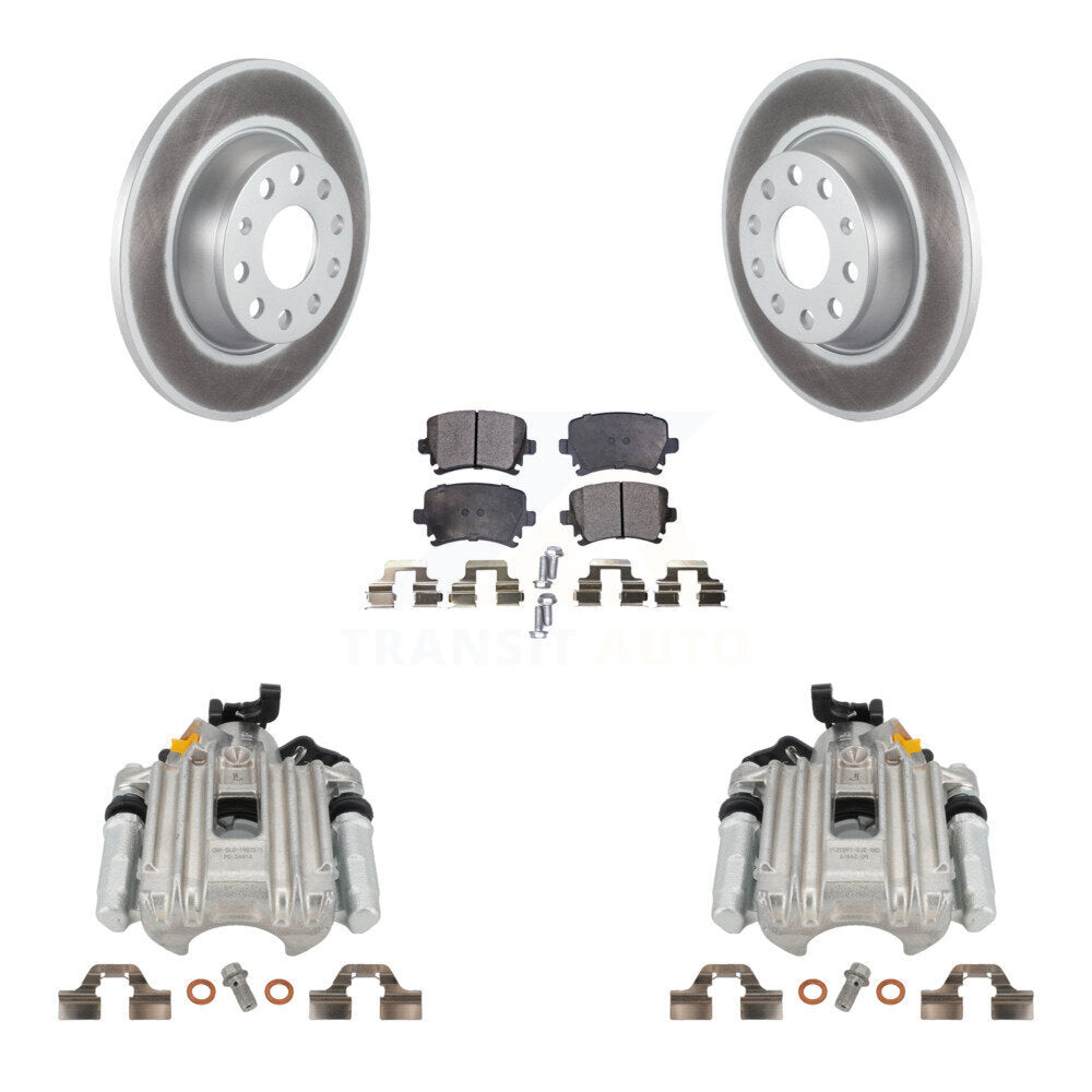 Rear Disc Brake Caliper Coated Rotors And Ceramic Pads Kit For Volkswagen Jetta