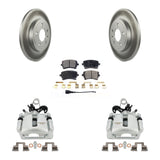 Rear Disc Brake Coated Rotors And Ceramic Pads Kit With Calipers For Audi A4 Quattro