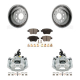 Rear Disc Brake Coated Rotors And Ceramic Pad Kit With Calipers For Volkswagen GTI Eos