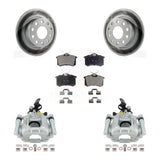 Rear Disc Brake Coated Rotors And Ceramic Pads Kit With Calipers For Volkswagen Jetta