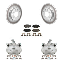 Rear Disc Brake Caliper Coat Rotor & Ceramic Pad Kit For Mazda 3 Sport 2.5L/2.0L