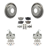 Rear Disc Brake Coated Rotors And Ceramic Pad Kit With Calipers For Kia Spectra Spectra5