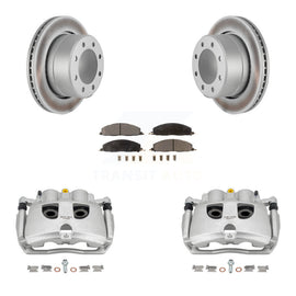 Rear Disc Brake Coated Rotor And Ceramic Pad Kit With Calipers For Ram 2500 3500 Dodge
