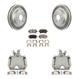 Rear Brake Coated Rotors Ceramic Pad Kit With Calipers For Chevrolet Impala Buick Malibu