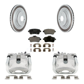 Rear Brake Coated Rotor Ceramic Pad Kit With Calipers For Mercedes-Benz GL450 GLS550 AMG