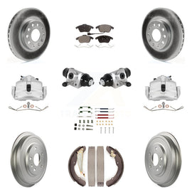 Front Rear Brake Caliper Coat Rotor Drum Ceramic Pad Shoe Cylinder Hardware Kit For