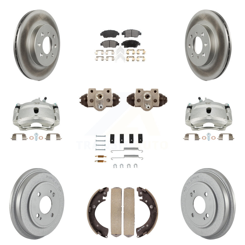 Front Rear Brake Caliper Coat Rotor Drum Ceramic Pad Shoe Cylinder Hardware Kit For
