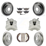 Front Rear Brake Caliper Coated Rotors Drum Ceramic Pad Kit For Volkswagen Jetta