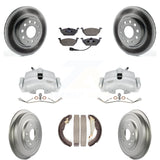 Front Rear Brake Caliper Coated Rotors Drum Ceramic Pad Kit For Volkswagen Jetta