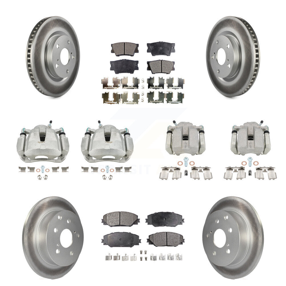 Front Rear Disc Brake Caliper Coat Rotors Ceramic Pad Kit (10Pc) For Toyota RAV4