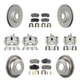 Front Rear Disc Brake Caliper Coat Rotor Ceramic Pad Kit (10Pc) For Kia Sportage